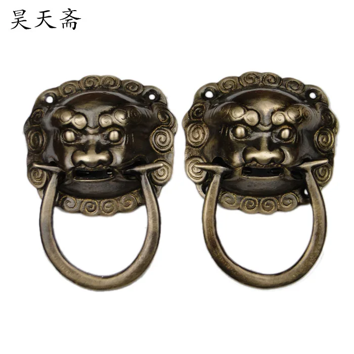 [Haotian vegetarian] Chinese furniture handle door with flowers negatives beast beast HTA-094