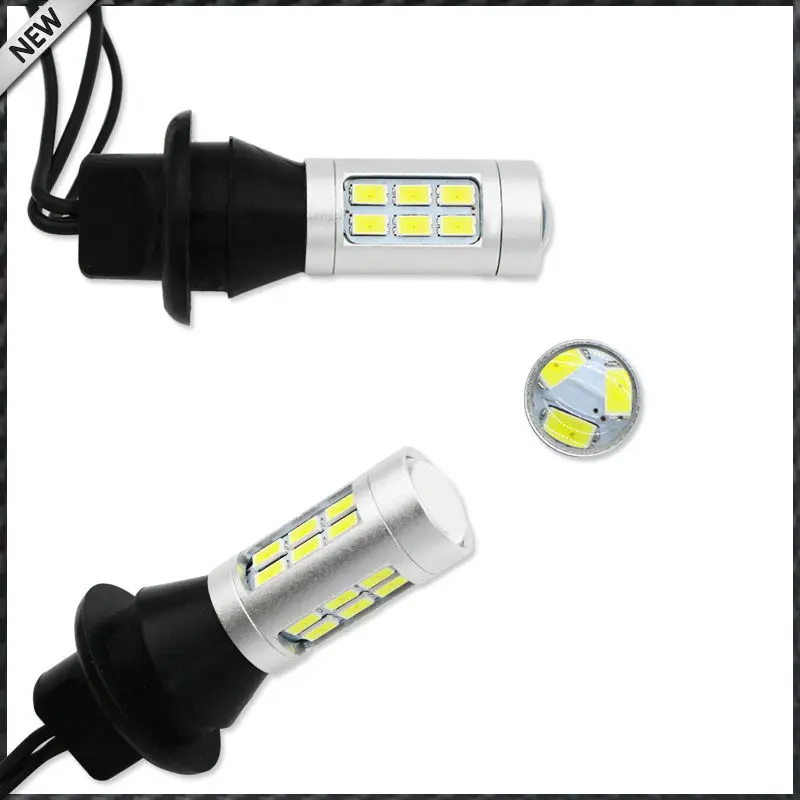 2pcs 21-SMD White/Red Dual-Color 7440 7444 T20 LED Replacement Bulbs For Car Backup Reverse Lights & Rear Fog Lamp Conversion