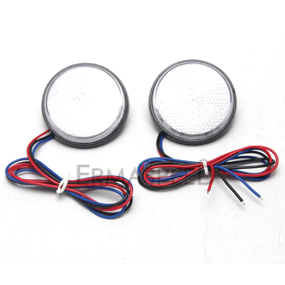 2PCS Universal Round Motorcycle LED Reflector Rear Tail Brake Stop Light Warning Signals Light for Motorcycle ATV UTE Trailer