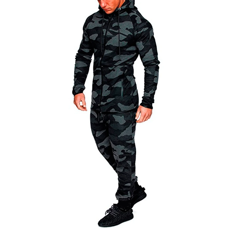 2024 New Spring Men Track Suit Fashion Hoodies Sweatshirt Camouflage Sportswear Set Autumn Jackets Pants Tracksuit Men MY056