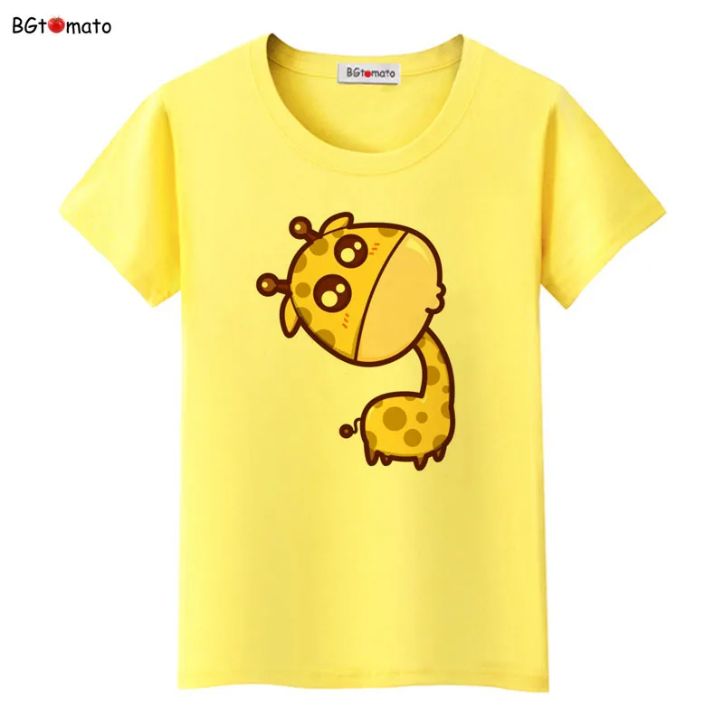 Économie décontractés de girafe de dessin animé, t-shirts super mignons, style charmant, chemises d'été neuves, t-shirts en Y, bonne qualité
