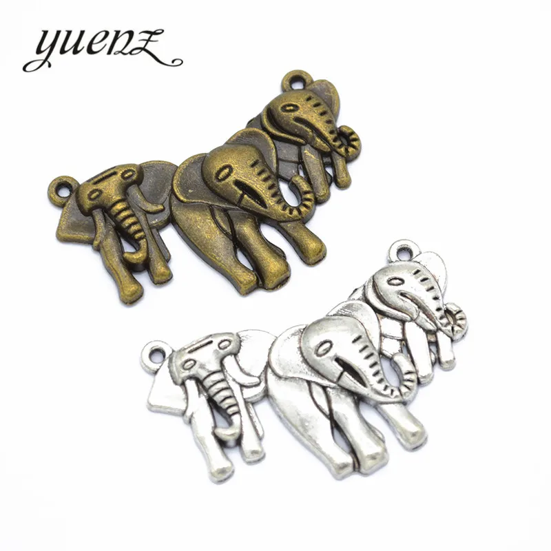 YuenZ 5 pcs Antique Alloy Elephant Charm Pendant Bracelets Necklace Jewelry Findings Accessories Making Craft DIY 44*29mm D9263