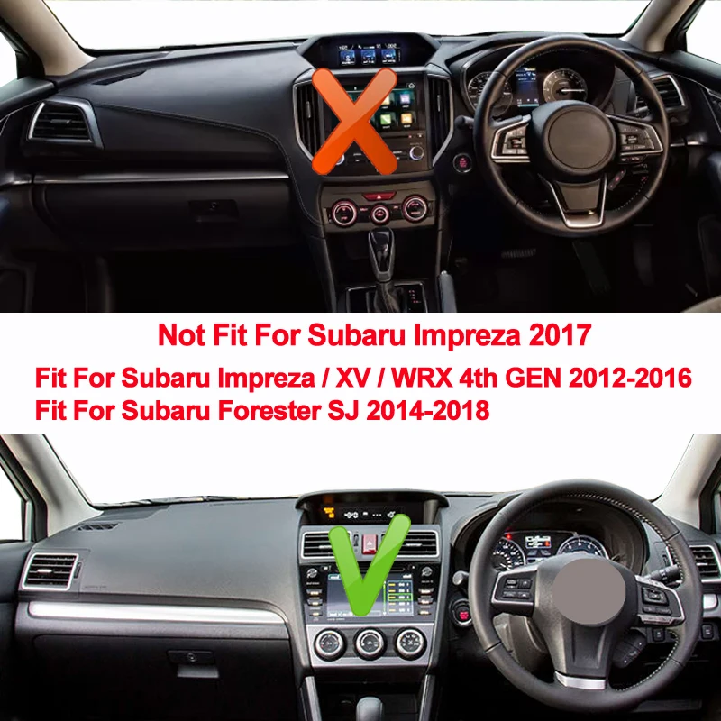 Taijs para subaru impreza/xv/wrx 4th gen 2012 - 2016 forester sj 2014 - 2018 dash tapete painel capa direita sol sombra tapete