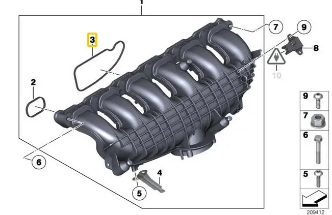 1 piece Intake Manifold to Cylinder Head Gasket for BMW F20 F30 F10 135i  335i  535i 640i X1 X3 X5 11617588624