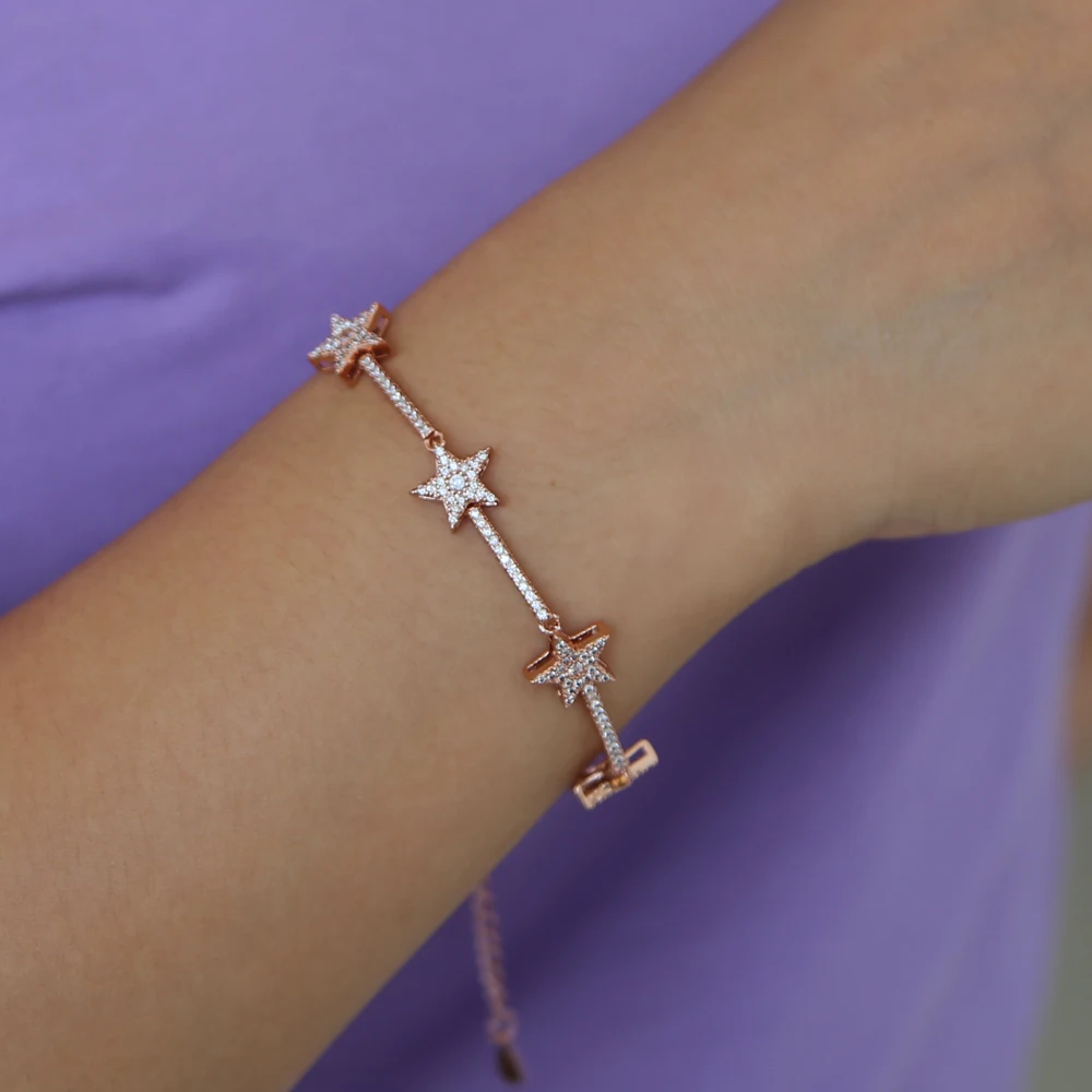 New Arrived Delicate Star Chain Charm Bracelets Paved Tiny Sparking Shiny CZ Stone For Women Simple Jewelry Party Wedding Gifts