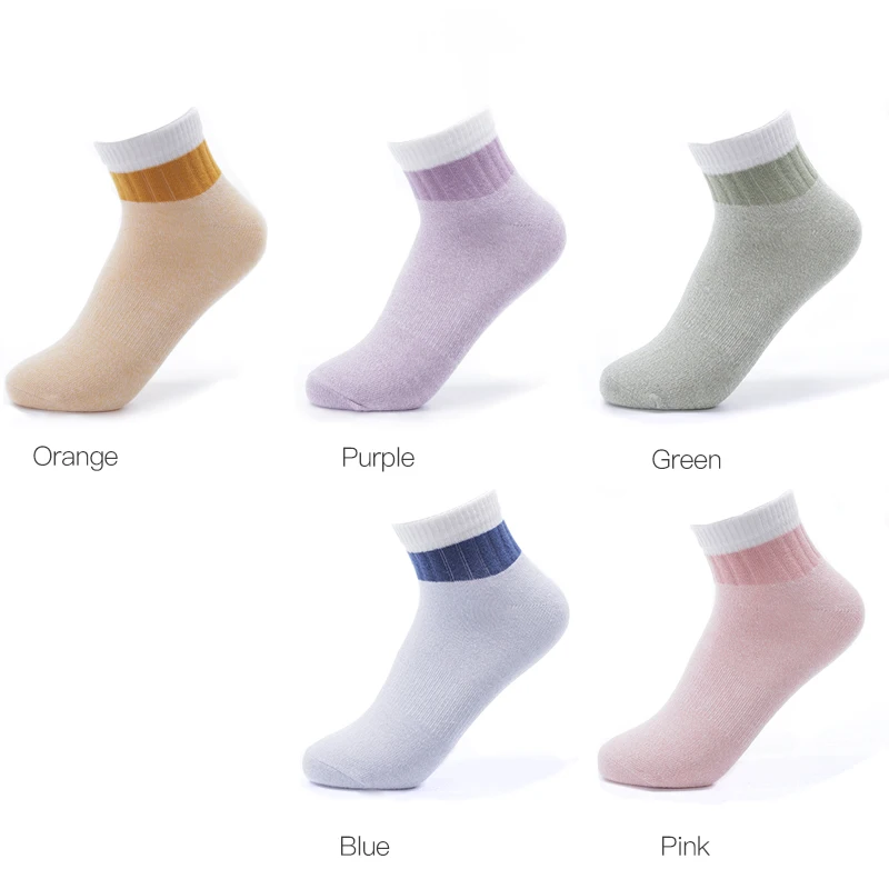 HSS Brand Combed Cotton Socks Women Pink Green Summer Winter Sock 5Pairs Soft Breathable Girl Children Students Sock Back School