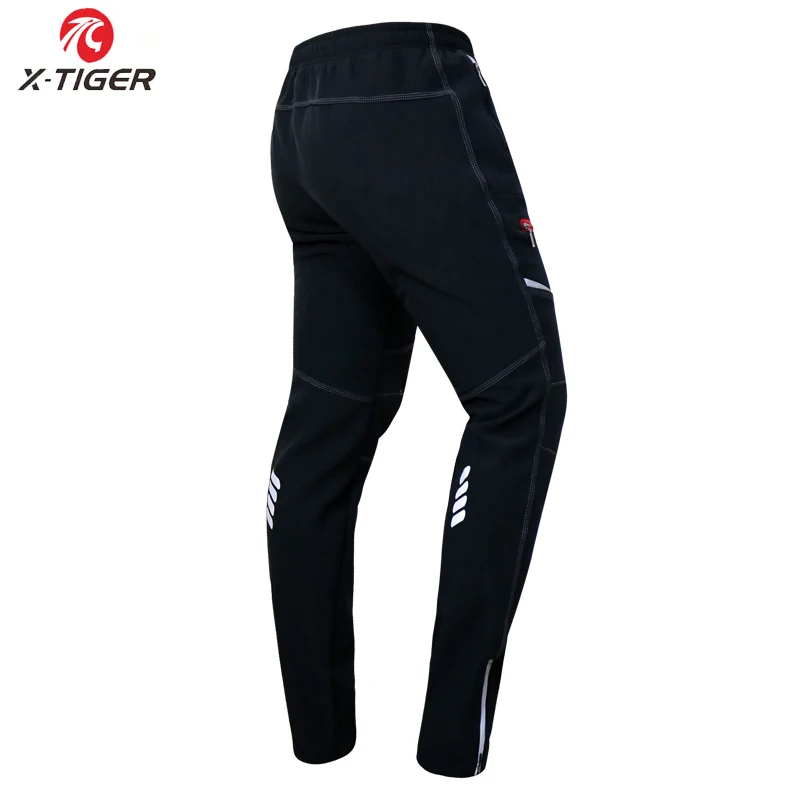 X-TIGER Multifunction Winter Fleece Thermal Reflective Cycling Pants Elastic Waist Long Bicycle Pants Windproof Bike Trousers