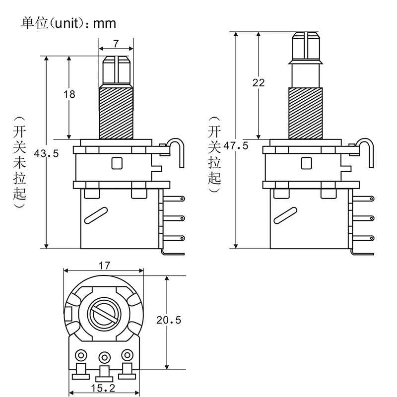 FLEOR 2pcs Long Shaft Guitar Pots Push Pull Potentiometers 250K /500K for Electric Guitar Bass Parts