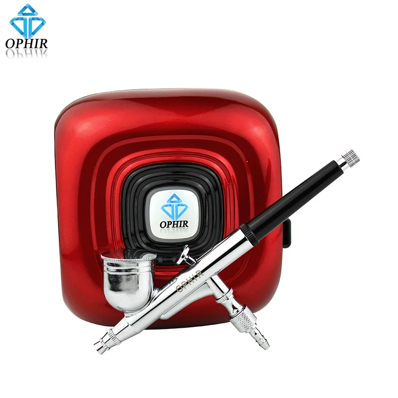 OPHIR Portable 0.3mm Airbrush Mini Air Compressor Kit for Nail Ar Makeup Professional Nail Tools _AC123R+AC004