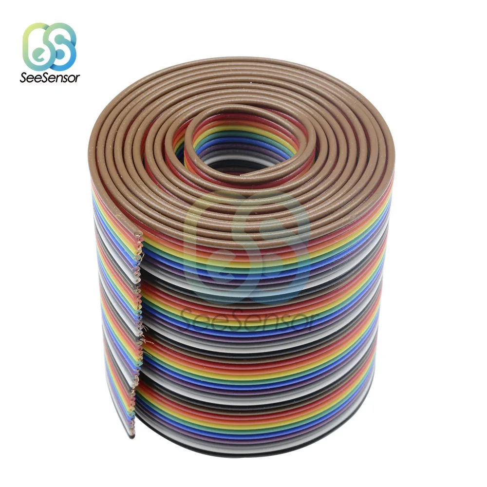 40 Pin Rainbow Ribbon IDC Cable Wire 1m 3.3ft Rainbow Cable Flat Cable for Arduino DIY Electronic Kits