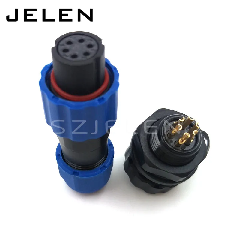 SD13, 1 2 3 4 5 6 7pin plug connector waterproof and dustproof (female) socket (male), LED power cable connector, IP68