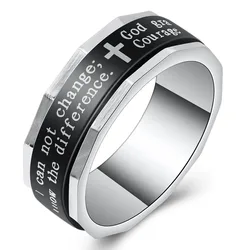 Fashion Jewelry Finger Rings Black Stainless Steel Cross Men Ring Jesus Holy Bible Religion Jewelry Gift for Man