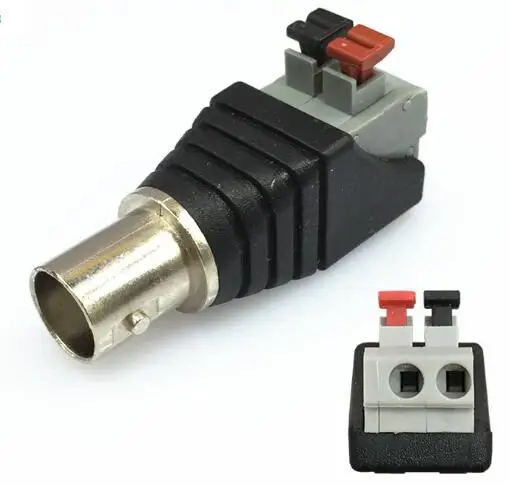 BNC Female to 2 Pin Press Joint No Welding Video Surveillance Connector Adapter