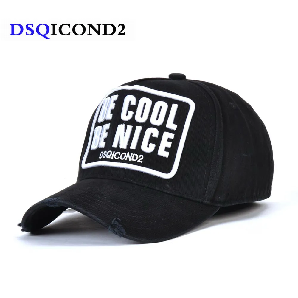 DSQICOND2 Black and White Tennis Stick DSQ Letters High Quality Men and Women Hat Custom Design ICON Logo Hat Hat Mens Dad Hat