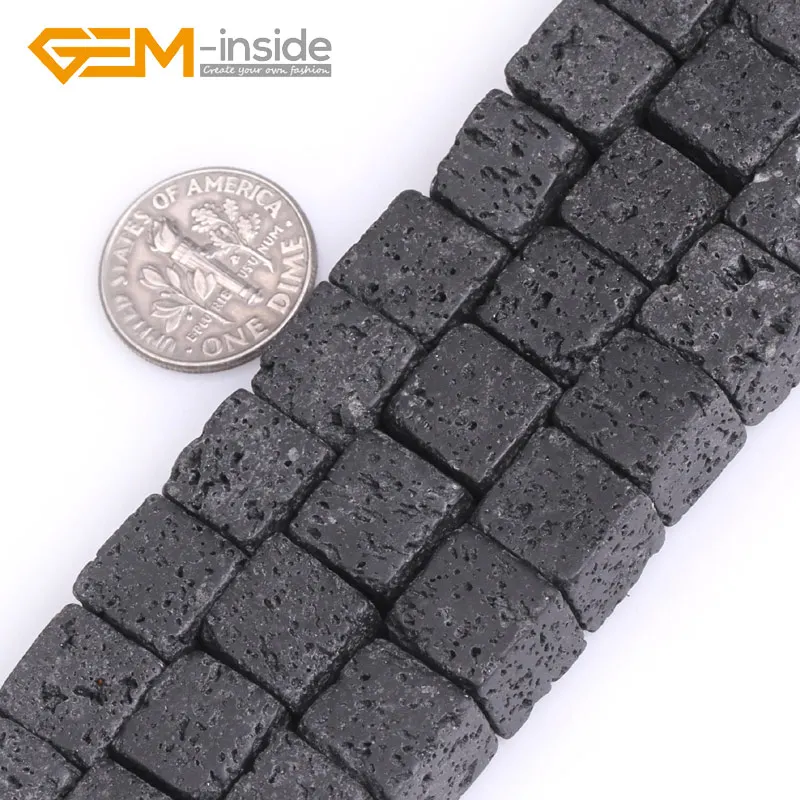 خرز من حجر الحمم البركانية السوداء لصنع المجوهرات ، 15 بوصة ، بكميات كبيرة #4