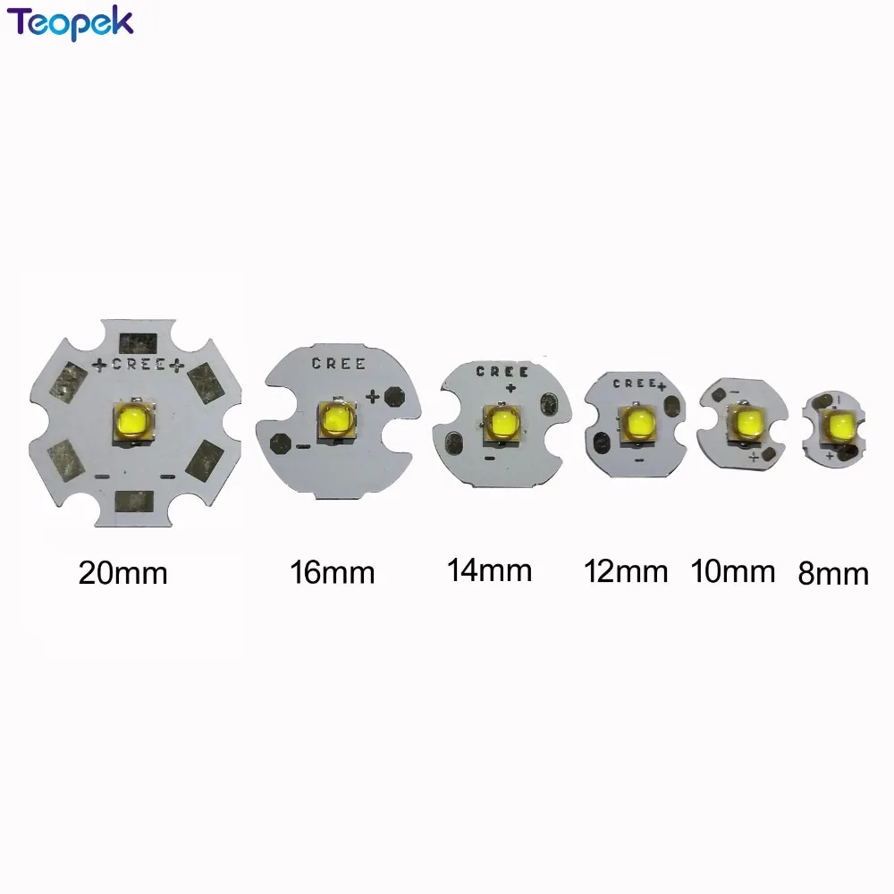 10pcs   XP-E XPE R3 Q3 1W 3W LED Emitter Light White Green Warm White Red Blue Yellow 450nm 8/12/14/16/20mm Base Free Shiping