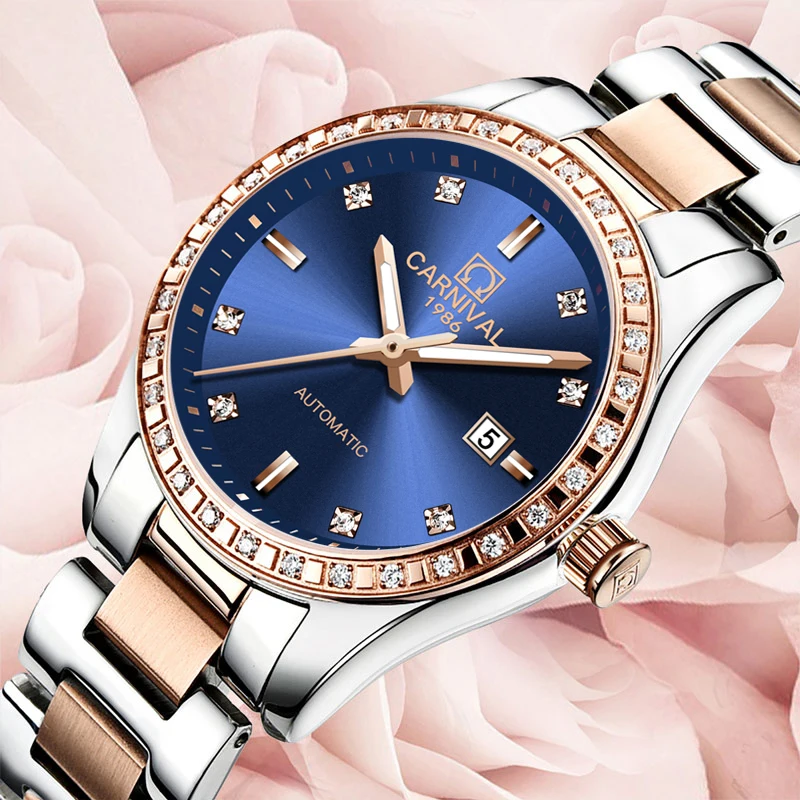 Relojes de Carnaval suizo para mujer, marca de lujo, reloj mecánico automático para mujer, reloj femenino resistente al agua 8685L-6