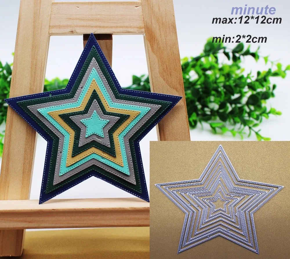 Five-Pointed Star Metal Cutting Dies, Mold Cut Dies for DIY Scrapbooking, Photo Album Embossing Stencils, Paper Cards, 8Pcs