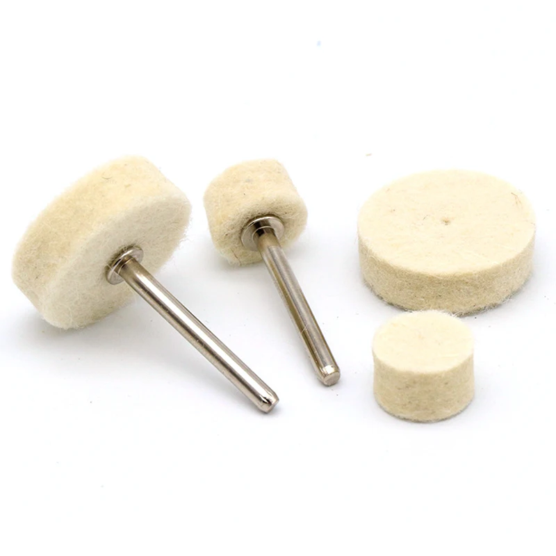 10pcs Polishing Buffing Round Wheel Pad Wool Felt + 1 Rod 3.2mm Shank Metal Surface For Dremel Rotary Tools Accessories