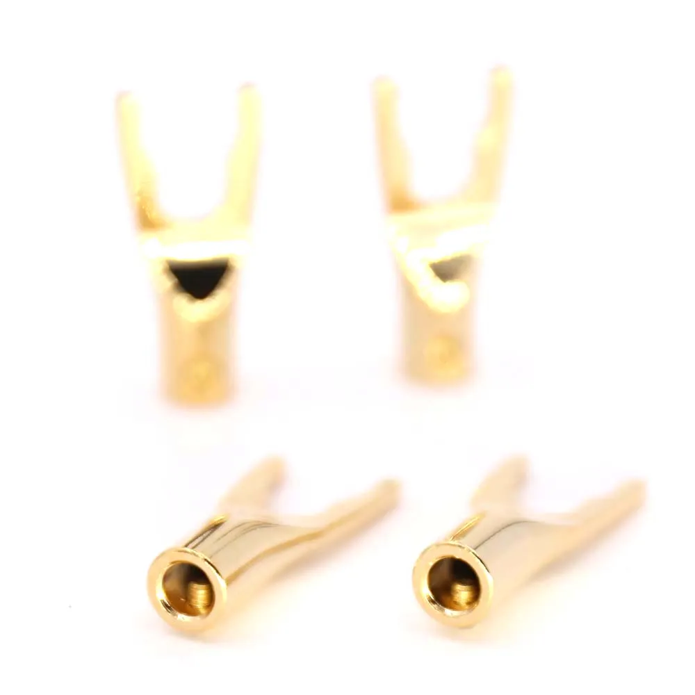 

8pcs Audio pure Copper Gold Plated Y Spade Speaker Plugs Audio Screw Fork Connector Adapter