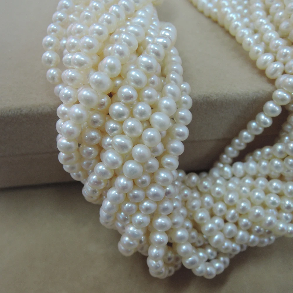 3-4 mm MINI FRESHWATER near round PEARL BEADS,100% NATURE freshwater pearl -AAA good quality-2-5 MM