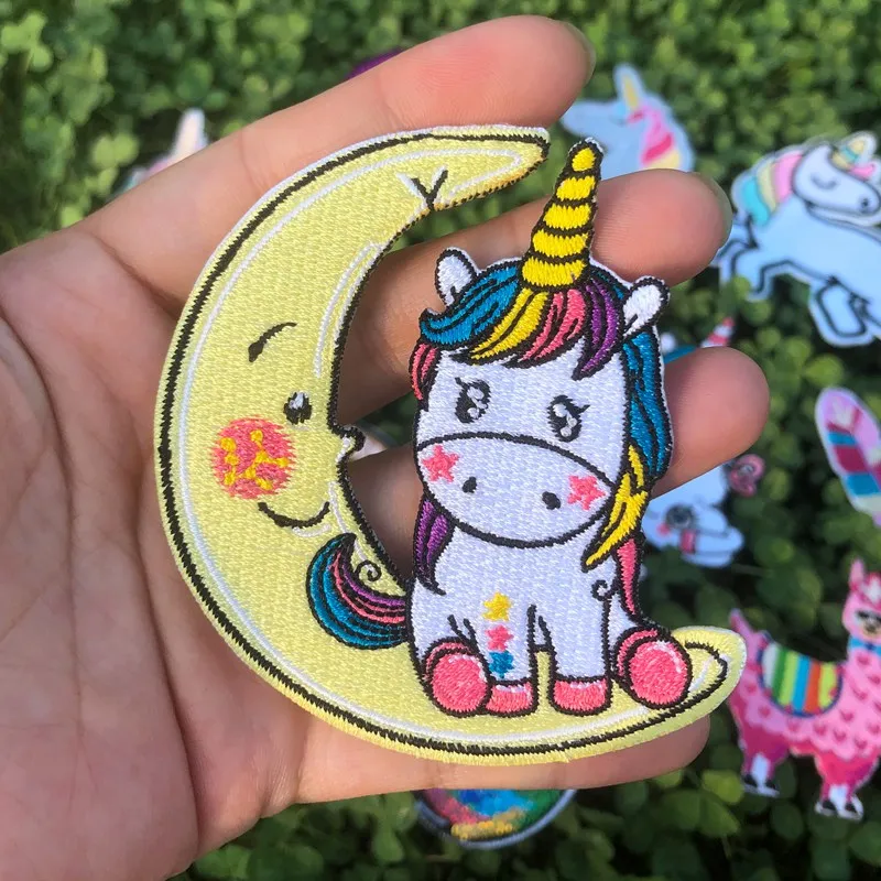 Prajna Unicorn Llama Patches Kawayi Cartoon Iron On Embroidered Patch For Clothes Stickers DIY Decoration Stripe On Clothes