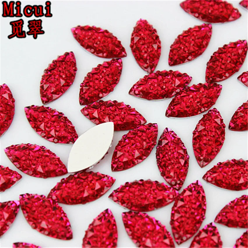 Micui 100PCS 7*15mm Crystal Resin Rhinestones Horse Eye Crystals Stones Applique Non Hotfix for DIY Garment Crafts MC786