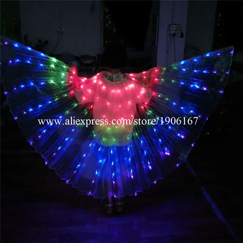 2018 New RGB Color Performance Prop Women Dance Accessories DJ LED ISIS Wings Light Up Wing Costume LED Butterfly Wings Rainbow