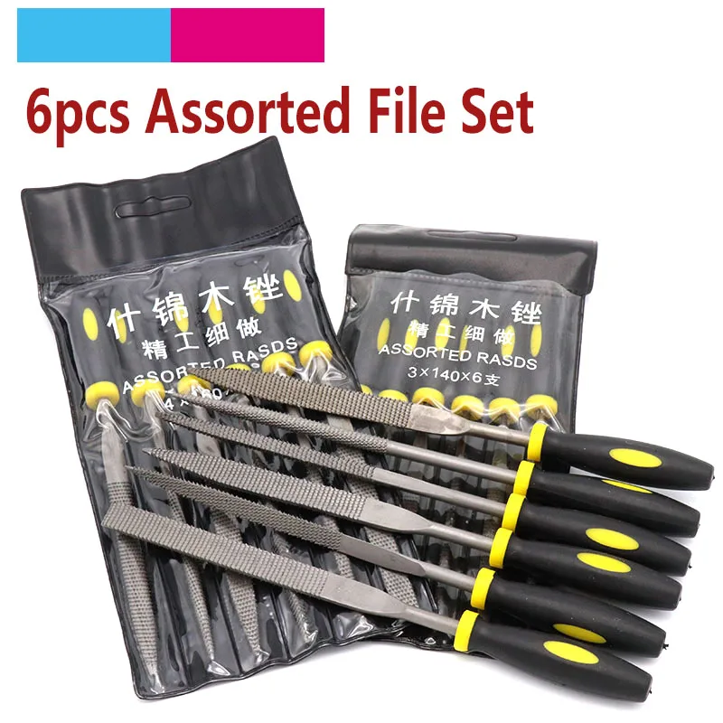 6pcs 140/160/180mm Assorted File Mini Rasp Diamond Needle File set Repair Tool  Wood Grinding Hand File Tools