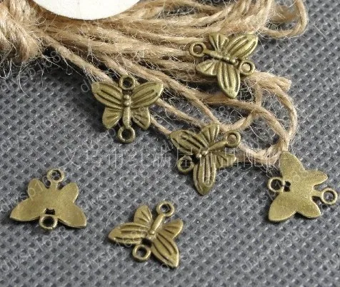 

200pcs/lot Alloy Antique Bronze 14*14MM butterfly connection with 2 holes Jewelry Findings,Accessories charm,pendant,JJA2941