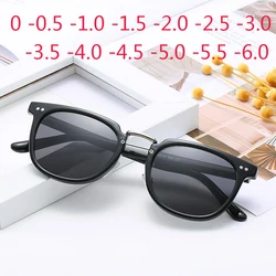 Men Sunglasses Women Myopia Square Rivets Fraame Black Lens Diopter Glasses Short-sighted Sun Glasses 0 -0.5 -1.0 -2.0 TO -6.0