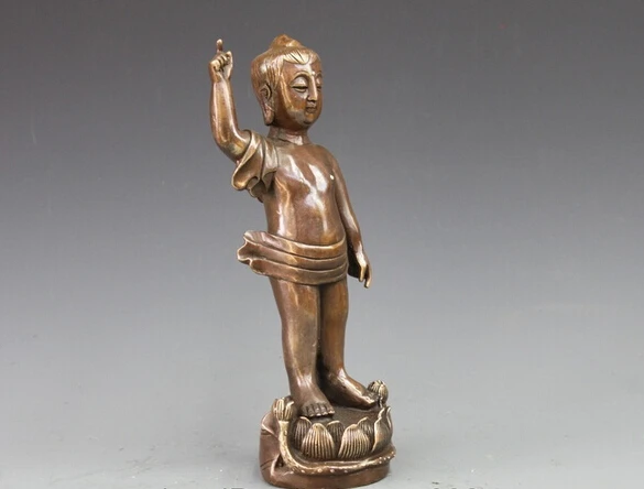 wholesale factory China Buddhism Bronze Copper stand Young Child Boy Sakyamuni Buddha Statue