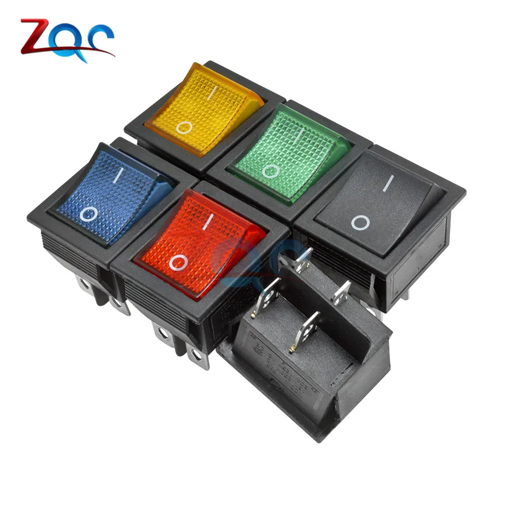 5pcs KCD4 Rocker Switch Button ON OFF 2 Position 4 Pins 6 Pins Electrical Equipment With Light Power Switch 16A 250VAC AC 250V