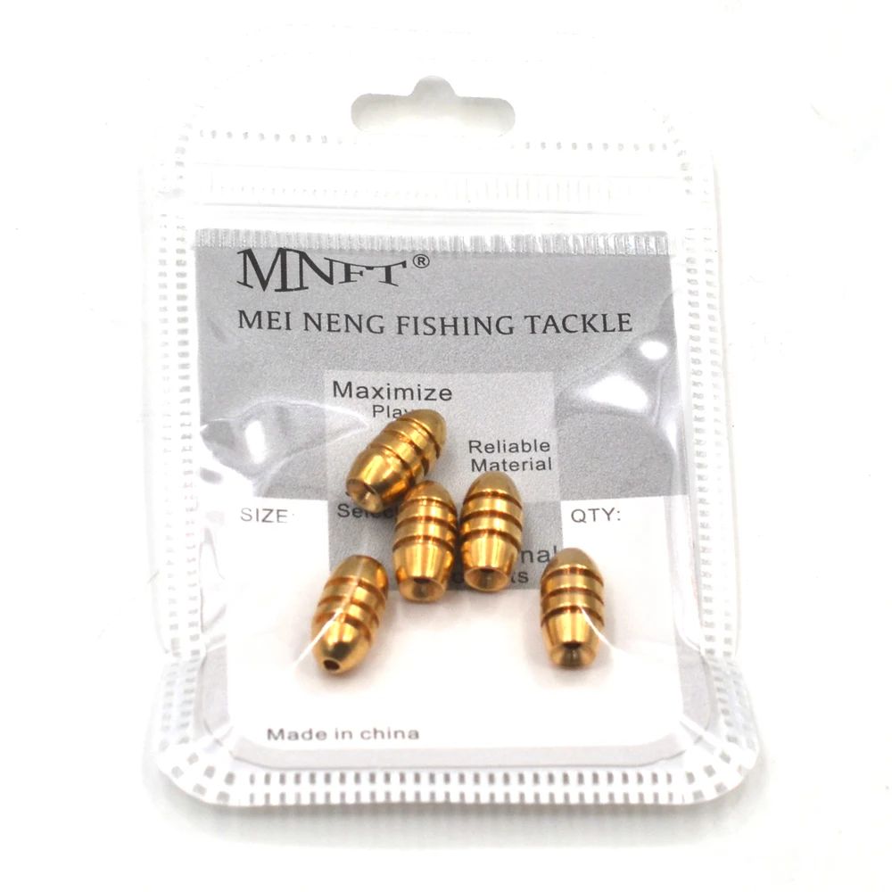 MNFT 25pcs/pack 1.8/3.5/5/7/10g Weight Bullet Shape Copper Sinker Rig Fishing Tackle Accessories BRASS BULLET SINKERS