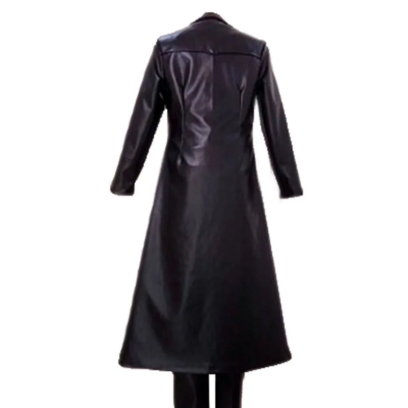 Matrix Neo Cosplay Costume Black Trench coat Full Set made PU