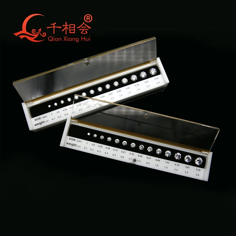 Cubic Zirconia Stone Tester Tools round Shape Master Stone 0.1ct to 3ct Carat Weight Standard Specifications Diamond Weight CZ