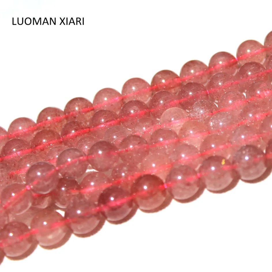 Fine Round Natural AAA+ Strawberry Quartz Stone Beads For Jewelry Making DIY Bracelet Necklace Material 6/8/10*14 mm Strand 15''