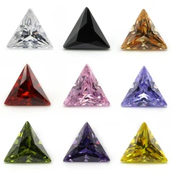 Free Shipping 3x3mm~10x10mm White, Olive, Purple, Black, Pink Cubic Zirconia Stone 5A Triangle Shape Loose CZ Gems For Jewelry