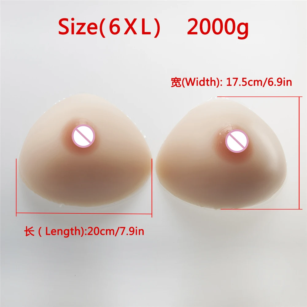 

2000g/pair Artificial Triangle Breast Forms Mastectomy Silicone Boobs Crossdresser Shemale Fake Breast Enhancer 42E/44DD/46D