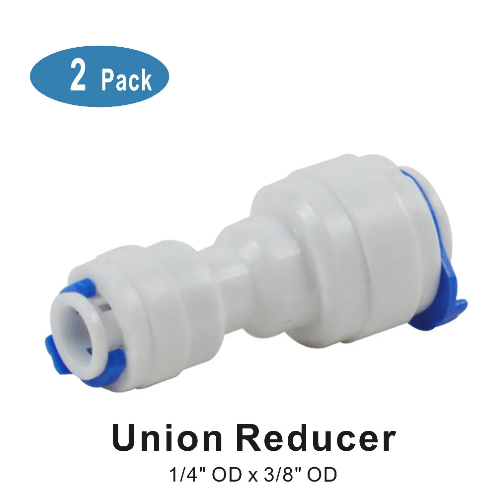 

Union Reducer 1/4" to 3/8" Quick Connect Fitting Parts Connection Filters/Reverse Osmosis RO System - 2 Pack