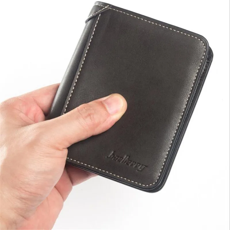 baellerry Vintage Soft Nubuck Leather Men\'s Wallet Tri-Fold Purse For Man Boys Money Bag Male Credit Card Holder