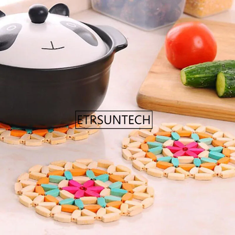 500pcs 14.5cm Diameter Big Circle Bamboo Bowl Disc Plate Pot Holder Heat Insulation Tableware Coaster Cup Mat