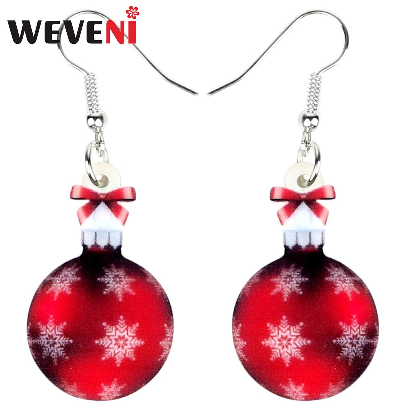 WEVENI Acrylic Christmas Snowflake Ornaments Earrings Drop Dangle Navidad Set Decoration Jewelry For Women Girl Charms Wholesale