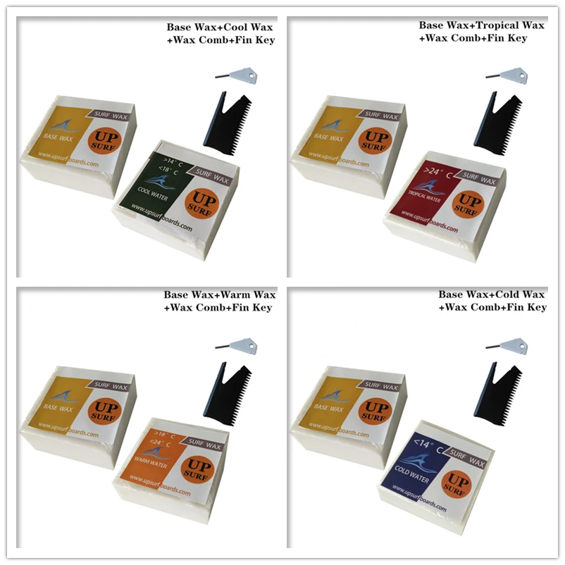 Wosk bazowy Surf Wax do deski surfingowej, klucz do wosku, wosk na zimno, ciepła, chłodna, woda tropikalna, klucz do płetw