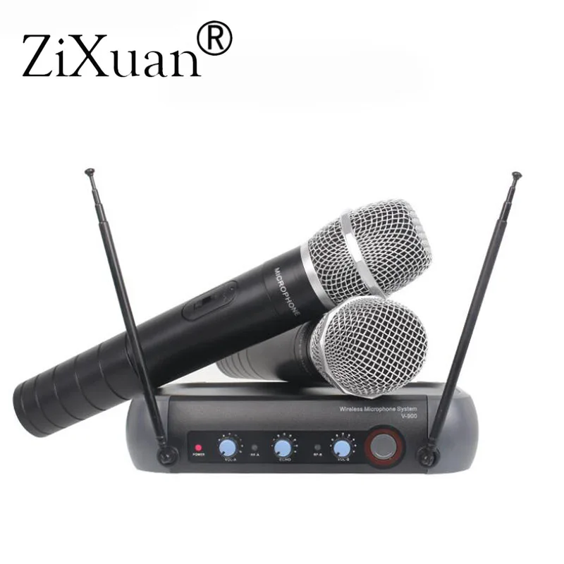 

Professional V900 wireless microphone 2 channels mixing function KTV wireless microphone home for Karaoke System microphone