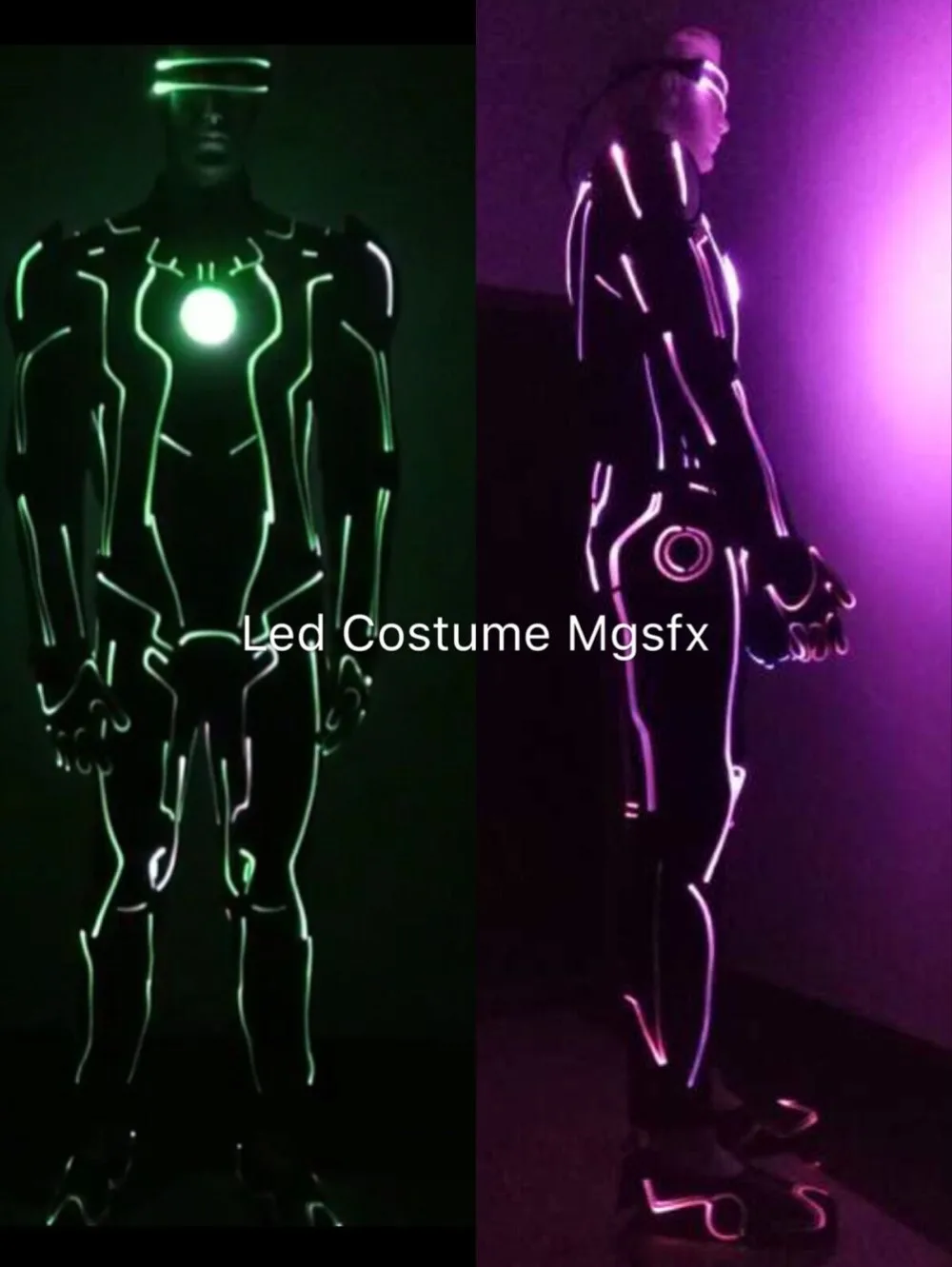 Change Colors Iron Man LED Optic Fiber Light Up Dance Costume LED Robot Halloween Dress For Nightclub DJ Stage Performance