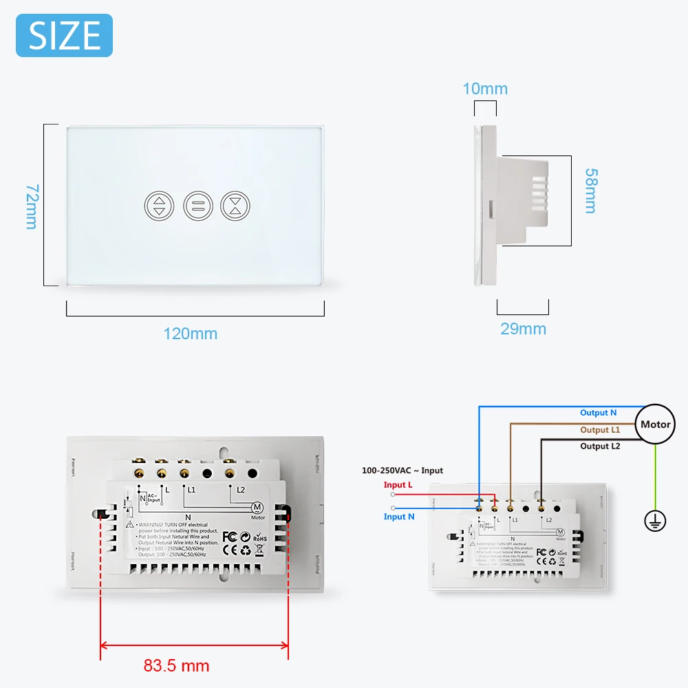 WiFi Curtain Switch Touch Panel Tuya App Remote Control Electrical Roller Shutter Blind Voice Control Google Home Alexa Echo DIY