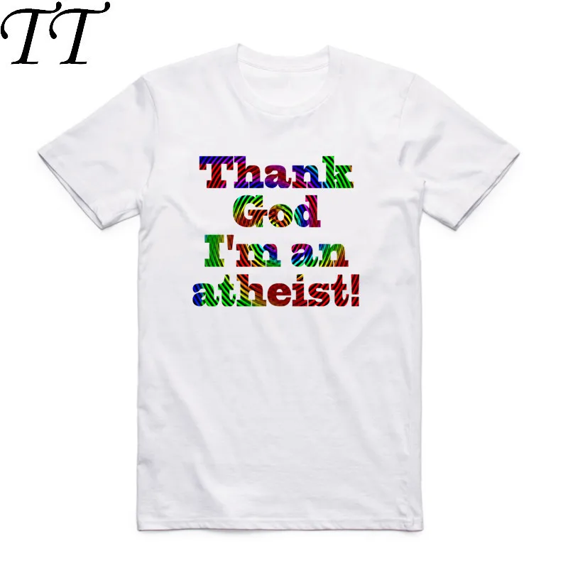 Men Women Thank God I'm An Atheist Print T Shirt Religion Science Atheism Gift Short Sleeve O-Neck Funny T-shirt