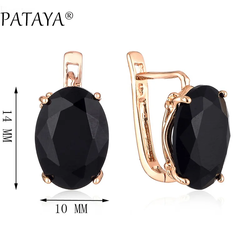 PATAYA Romantic Vintage Green Earrings 585 Rose Gold Color Oval Natural Cubic Zirconia Indian Jewelry Women Chandelier Earrings