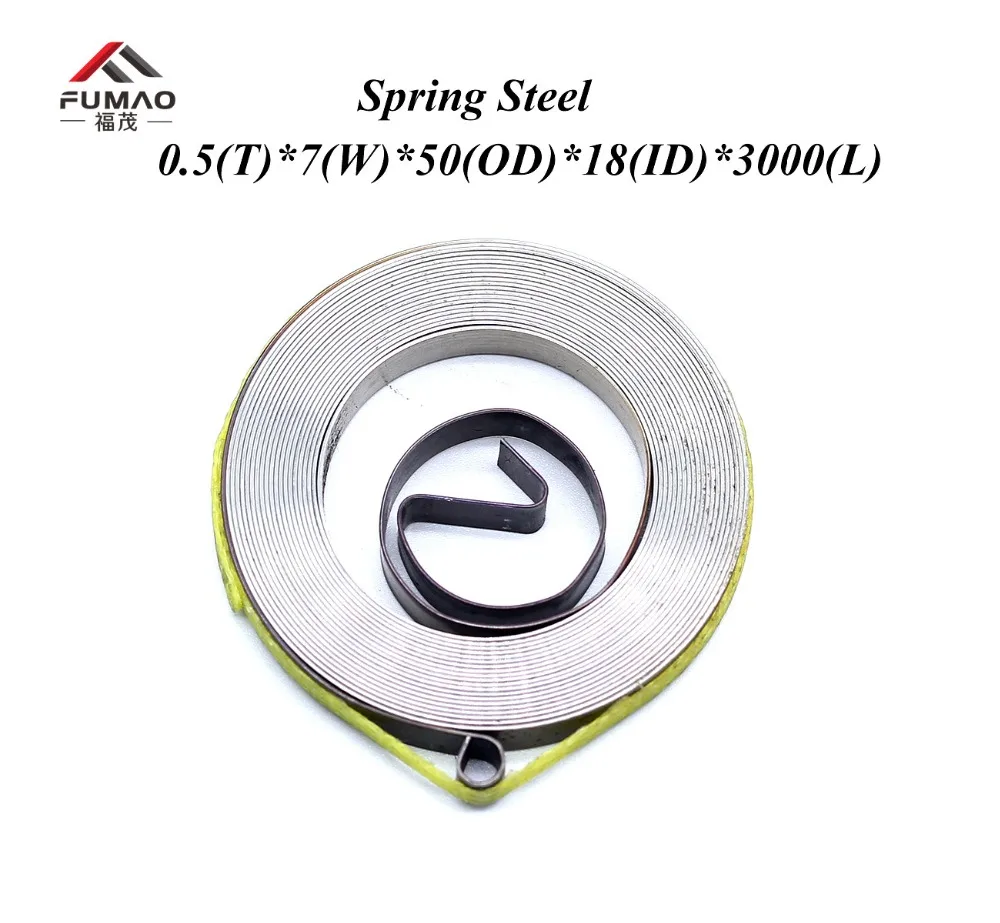 FUMAO China manufacturer flat wire rolling constant force coil spring for clockwork 0.5X7x50x18X3000mm